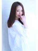 ネイビーカラーの大人かわいいブランジュ小顔くびれセミディ