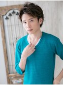 ワイルドアップバングの短髪パーマショートc