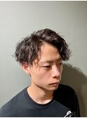 ベリーショート/ダークアッシュ/ニュアンスパーマ/韓国マッシュ