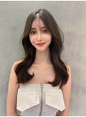韓国ヘア　レイヤーカット　ブリーチなし　顔周り　髪質改善