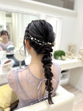 編みおろしアレンジ 結婚式ヘア お呼ばれヘア