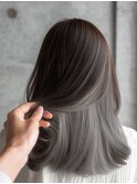 韓国風◎冬の透明感インナーカラーセミロング×シースルー