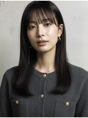 ミディアム20代30代ストレートレイヤー前髪なし前髪あり越谷