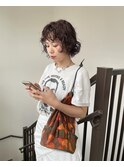 ボブパーマ/黒髪パーマ/切りっぱなしボブ/ショートボブ