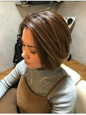 軽見せハイライトボブ