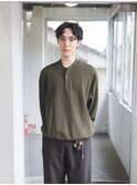 センターパート×ショートマッシュ×パーマ