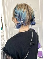 ヘアーズルネッタアベノ(HAIR'S Lunetta abeno) ルーツカラー×ブルー(アレンジ仕上げ)【HAIR'S Lunetta 井上】