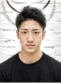 メンズツーブロックショート爽やかパーマスタイル