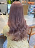 ブリーチなしダブルカラーピンクベージュミディアムボブ20代