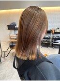 オレンジベージュ/切りっぱなしセミロング