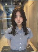 レイヤーカット/前髪なし/グレージュカラー