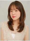 セミディ小顔カット20代30代40代◎大人可愛い前髪薄めバング