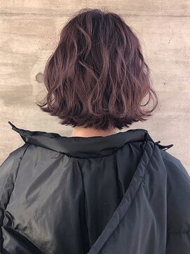アッシュタカサキ(ash takasaki) 10代20代☆切りっぱなしボブ×ゆる巻き＠チェリーピンク