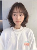 ミディアムマッシュ_厚めバングローライトスリークボブ