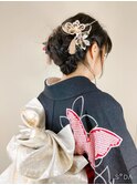 編み込みを崩してルーズアップ