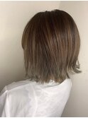 シルキーベージュ_マロンベージュ Aラインボブ かきあげ