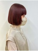 パープルピンク/ボブ顔周りレイヤー