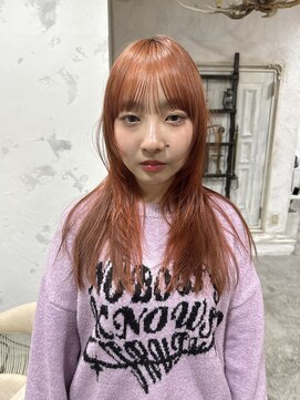 アンドスタイル(&style) レイヤーカット　オレンジベージュ　ケアブリーチ　学割