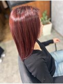 ブリーチなしチェリーレッド×艶髪