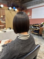 チャプター 問屋町(chapter) 透明感ケアカラーアッシュグレージュ切りっぱなしボブ韓国ヘア