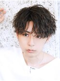 サーフカール/ 刈り上げセンターパート/ブルーブラック[新宿駅]