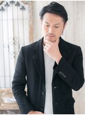 ワイルドツーブロックショート黒髪バーバーカットK