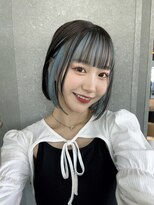 ロンド 表参道店(Lond)&nbsp;前髪インナーカラー/イヤリングカラー/ブルーアッシュ/ボブ