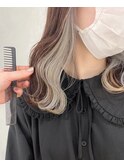 ブリーチインナーカラーホワイトグレージュダブルカラーボブ新宿