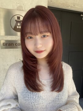 ガーデン 渋谷(GARDEN) ミディアム　レイヤー　内巻き　チェリーブラウン　似合わせ