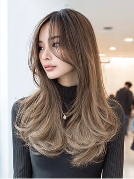 ダル 渋谷/表参道(DAL.) バタフライレイヤーロングレイヤーハイトーングレージュブリーチ