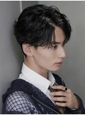 men's/メンズ/リバースセンターパート/黒染め/ニュアンスパーマ