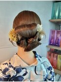 【浴衣リボンヘア】結婚式銀座お団子タイトヘアセットアレンジ