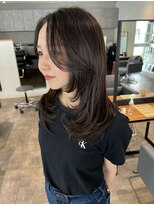 ヘアーズルネッタアベノ(HAIR'S Lunetta abeno)&nbsp;【大阪/天王寺】前髪長めレイヤースタイル×ダークブラウン