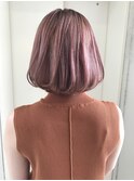 ピンクベージュ×ミニボブ♪