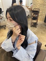 シェノン 西梅田(CHAINON)&nbsp;黒髪/レイヤーロング/アッシュ/前髪パーマ/オリーブベージュ