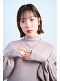 【40代髪型】外ハネボブ×シースルーバング×ラベンダーベージュ