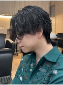 波巻きパーマ/スパイラルパーマ/メンズ/眉毛/短髪/サーフカール