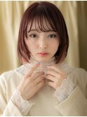 イヤリングカラー淡いピンク顔周りレイヤーボブA14志木20代30代