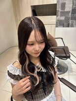 アース いわき店(HAIR&MAKE EARTH)&nbsp;黒髪×ピンクインナーカラー（イヤリングカラー）エクステ