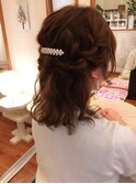 編み込みロープハーフアップ