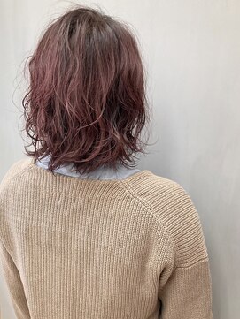 トップヘアー 総社ハル店(TOP HAIR) ミディアムウェーブパーマ _ ショコラピンク