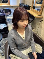 アルーシェ 新宿店(Alushe) ワインレッド×韓国風前髪カット