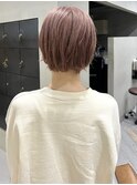 レディースショート/ブリーチカラー/淡めピンクベージュ/上田