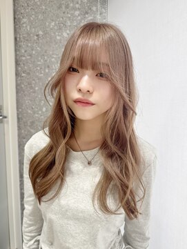 サンク 原宿 表参道(cinq) ★ミディアムレイヤーカット長めボブミルクティーベージュカラー