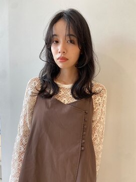 トワ 豊中店(towa) ウルフカットアプリコットオレンジハイライトカラー韓国レイヤー