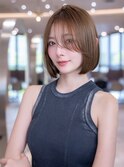ミディアム髪質改善ストレート顔周りレイヤーカット前髪縮毛矯正
