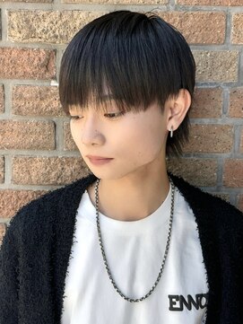 メンズナチュラルシースルーマッシュショートウルフ