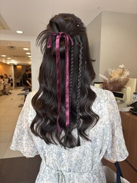 ニューヨークニューヨーク 桂店(NYNY) カチモリハーフアップヘアアレンジリボンアレンジ