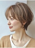 大人ショート　白髪ぼかし　白髪染め　ハイライト　40代50代60代