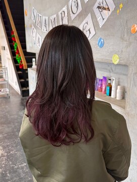 セットアップ 倉敷中庄店(SET-UP) (小顔) インナーカラー×ワインレッド